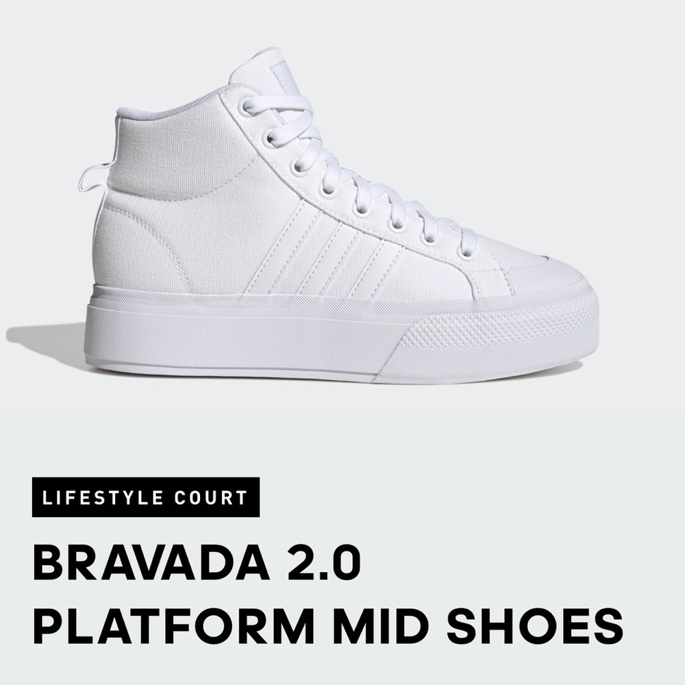 Adidas Bravada 2.0 Sneakers Size 10 White Platform Mid Shoes - Picture 7 of 9